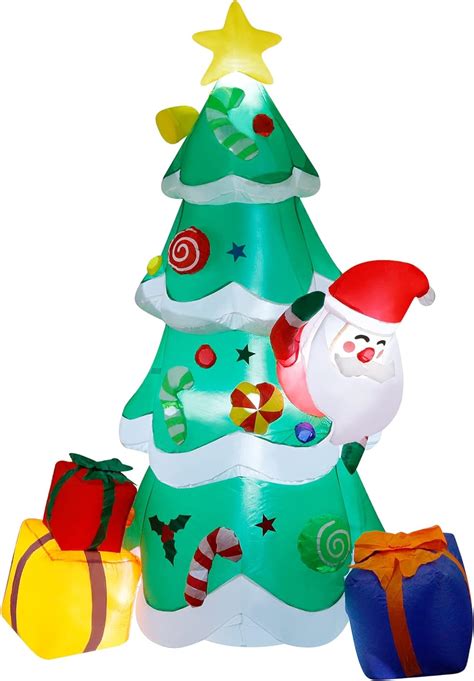 DR DUDU Árbol de Navidad inflable de 7 pies con cajas de regalo de Papá