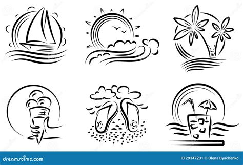 De Pictogrammen Van De Zomer Vector Illustratie Illustration Of Seizoen Openlucht 29347231