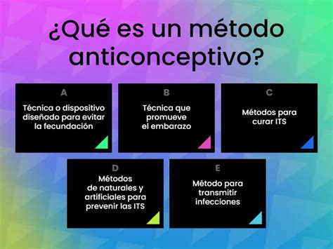 Métodos anticonceptivos Cuestionario