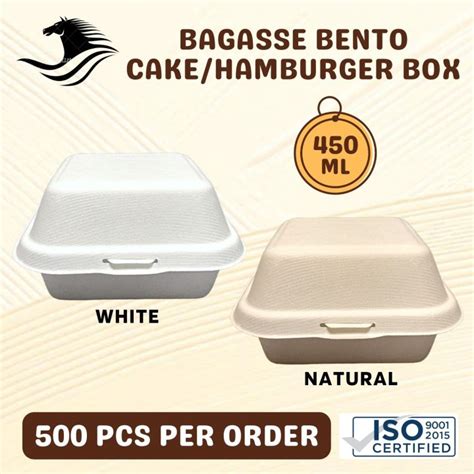 Bagasse Sugarcane Hamburger Clamshell Bento Cake Box Ml Natural Or