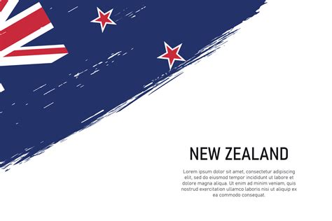 Grunge Styled Brush Stroke Background With Flag Of New Zealand