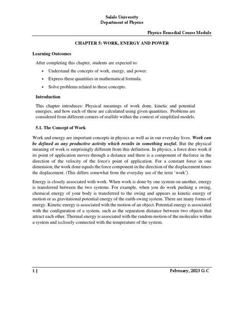 Chapter 5 Work Energy Power Pdf Force Physics