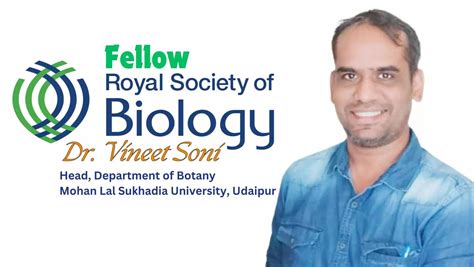 Dr Vineet Soni Head Of Department Of Botany At Mohan Lal Sukhadia