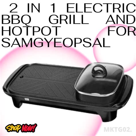 Original 2 In 1 Electric Bbq Grill And Hotpot For Samgyeopsal Shabu Shabu Etc Samgyupsal Grill