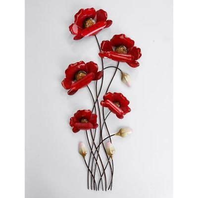 Wanddeko Wandbild Mohnblume Mit 5 Blueten Rot H 66cm Metall Formano