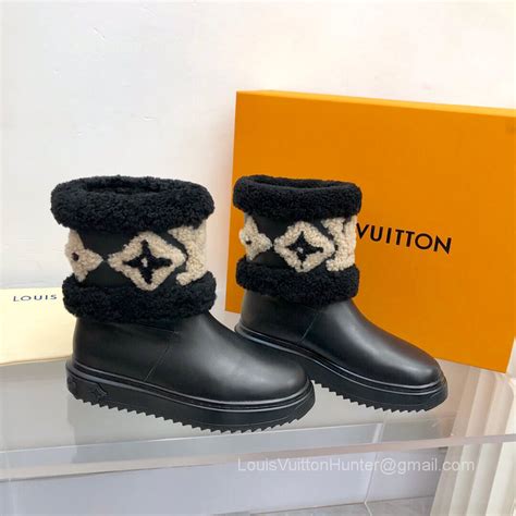 Louis Vuitton Snowdrop Flat Ankle Boot In Black Calf Leather And