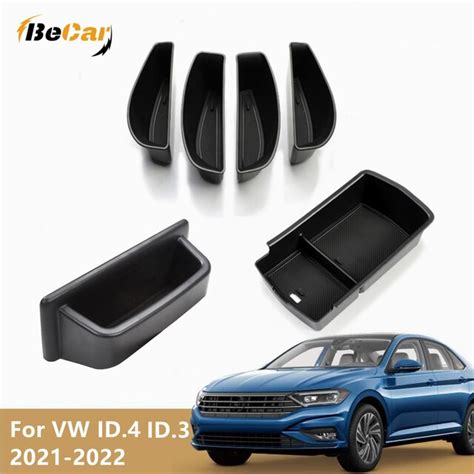 For Vw Id4 Id3 2021 2022 Black Abs Center Console Organizer Dashboard Rear Storage Box Car Door