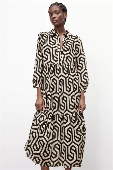 Women S Midi Dresses ZARA United States Zara Printed Dress Midi