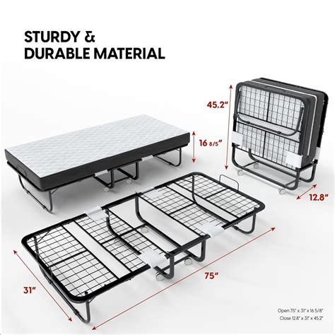 EconoHome Cama plegable con colchón marco de cama tamaño cuna de 75 x