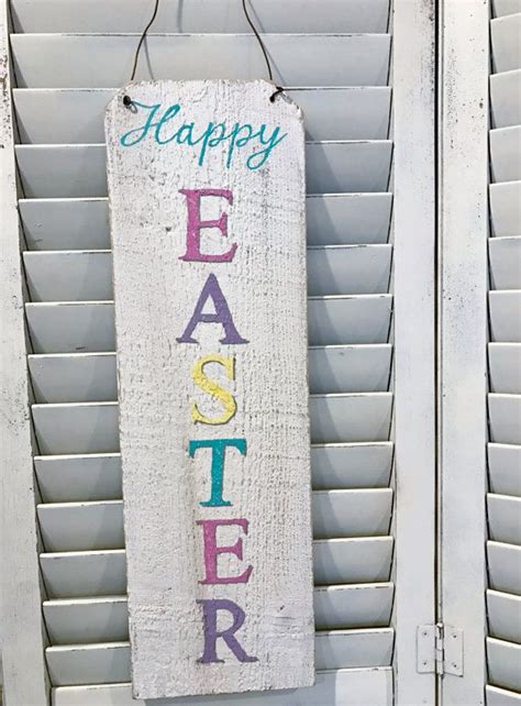 Wood Sign Happy Easter Reclaimed Wood Rustic Etsy Easter Wood Signs