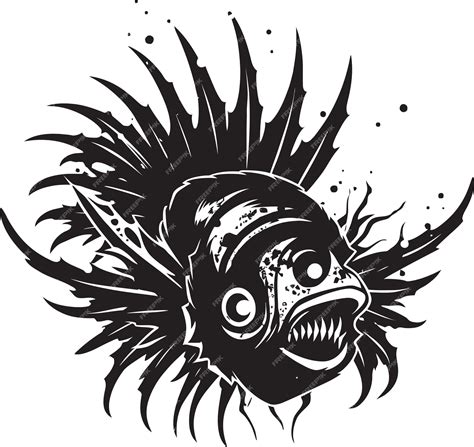 Diabolic Dive Sinister Angular Creature Fish Vector Logo Serrated