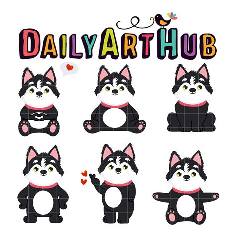 Cute Husky Dogs Clip Art Set Daily Art Hub Graphics Alphabets And Svg