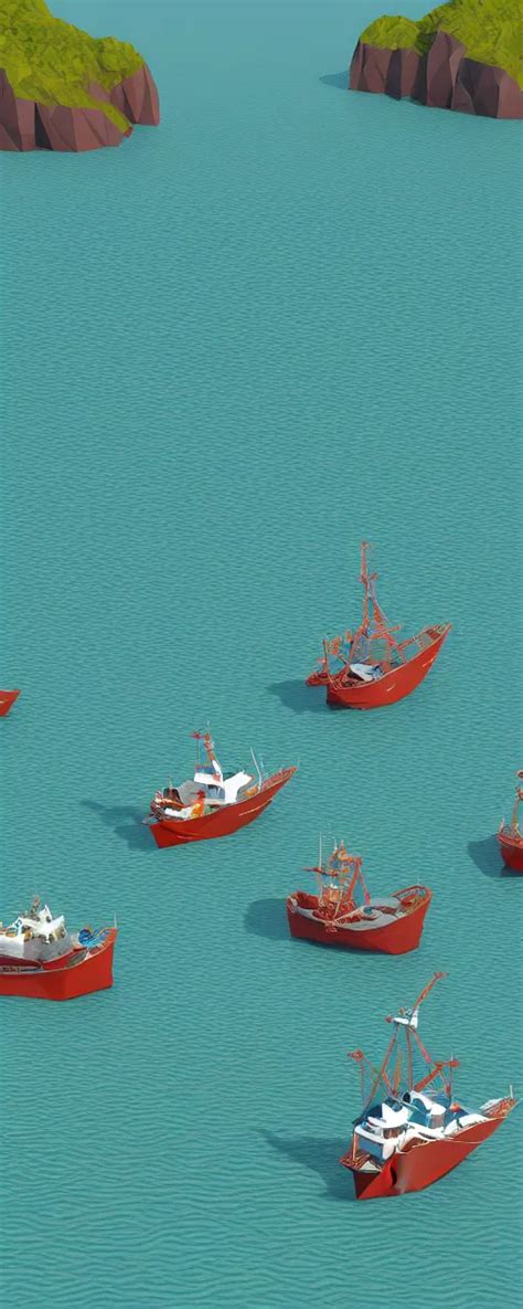 Fishing Vessels In The Bay Finnian Macmanus Lowpoly Stable Diffusion