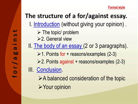 Estructura De Un For And Against