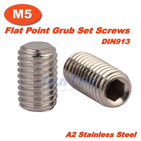 50pcs Lot M5 5mm A2 Stainless Steel Flat Point Grub Hex Socket Set