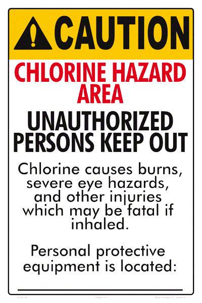 Chlorine Hazard Area Sign 12x18 Inch