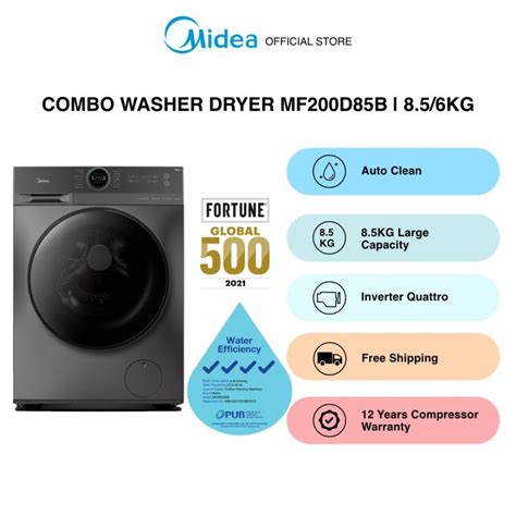 Midea Mf200d85b Dark Grey Washer Dryer Combo 85kg Water Efficiency 4