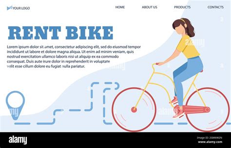 Vector Illustration Banner Template For Rent Bike In The City In A Flat