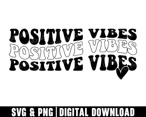 Positive Vibes Svg Wavy Letters Svg Heart Svg Digital Download