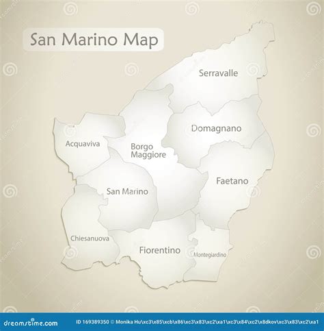 San Marino Map Administrative Division Separate Individual Regions