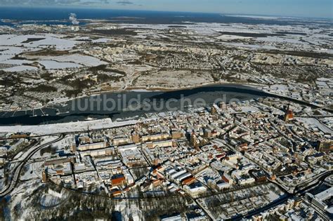 Rostock Aus Der Vogelperspektive Winterluftbild Altstadtbereich Und