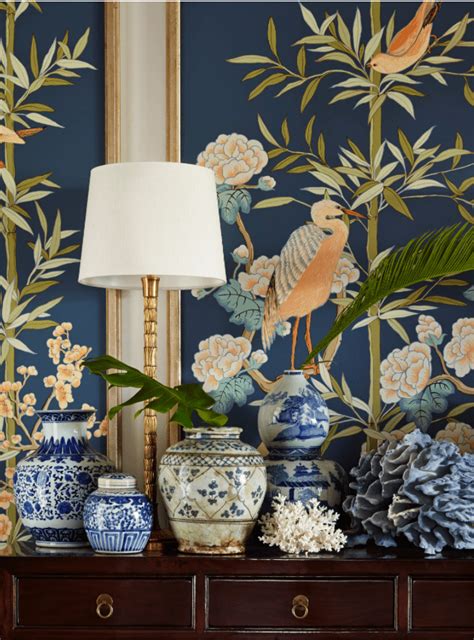 Home Tour A Chinoiserie Chic Florida Retreat Sophisticated Style Chinoiserie Wallpaper