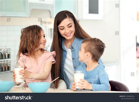 Mother Son Drinking Milk Images Stock Photos Vectors