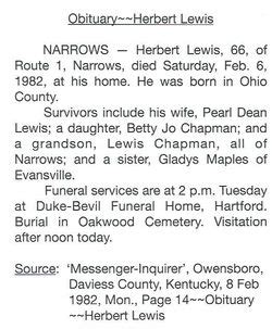 Herbert Lewis Homenaje De Find A Grave