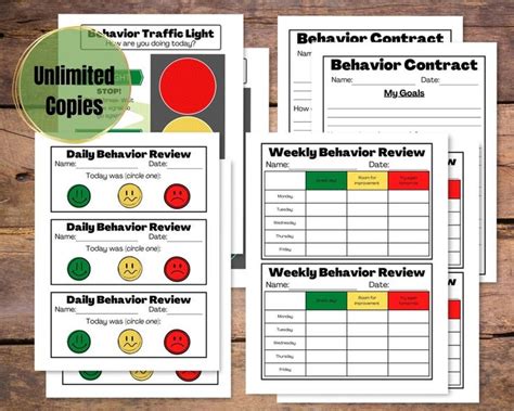 Behavior Tracking Chart Bundle Traffic Light Bundle Daily And Weekly