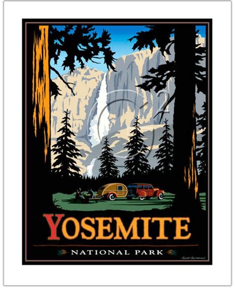 Yosemite Art National Park Print Yosemite Falls Free Etsy