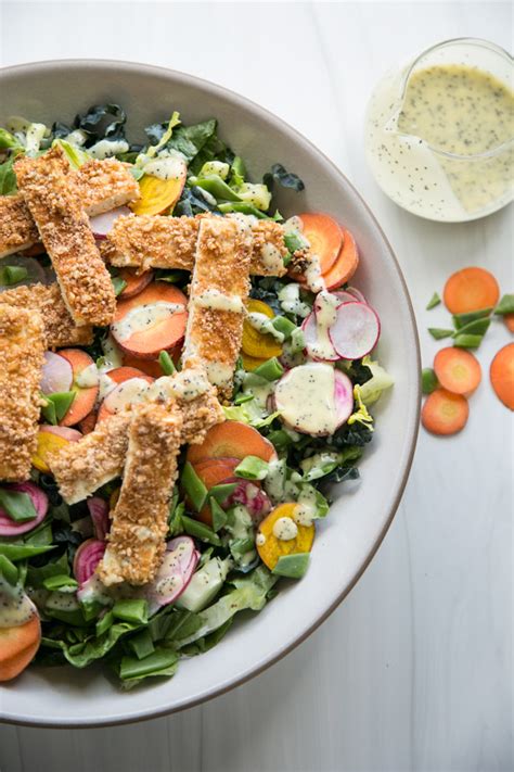 Crispy Baked Tofu Salad Recipe With Lemon Poppy Dressing Vegan