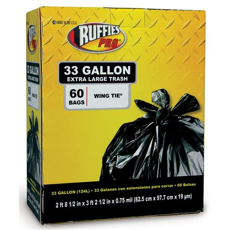 Ruffies Pro 1124904 33 Gallon Extra Large Black Trash Bags 60 Count Ebay