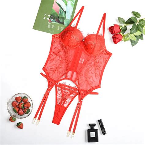 Red Embroidery Floral Ladies Shaping Underwear Women Lace Mesh G String See Through Femme Sexy