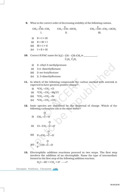 Ncert Exemplar Book For Class 11 Chemistry Chapter 12 Organic Chemistry