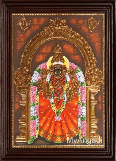 Teak Wood Frame Fine Finish Padmavathi Thaayar Tanjore Painting For