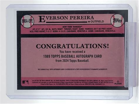 Everson Pereira Topps Baseball Rookie Autograph Rc Auto Q