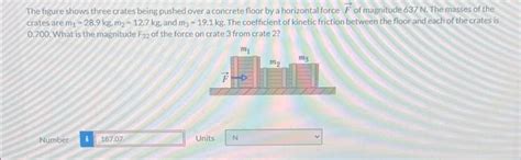 Solved The Figure Shows Three Crates Being Pushed Over A Chegg