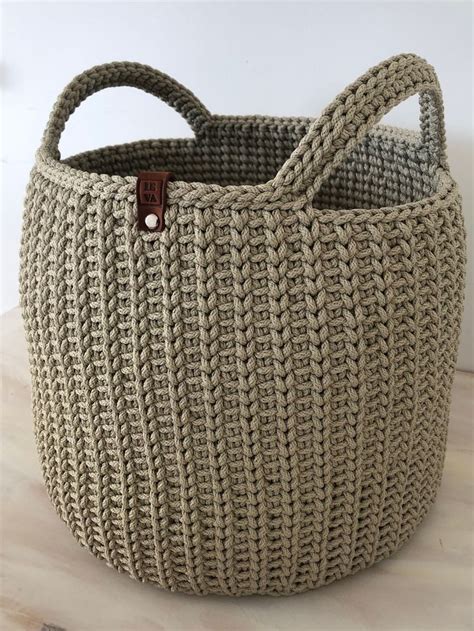 Crochet Basket Storing Basket Large Crochet Basket Storage Natural Linen Basket Laundry