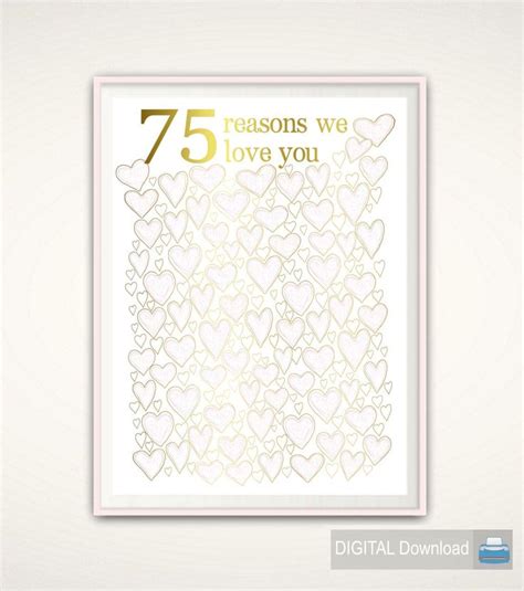 75th Birthday Poster 75th Birthday T For Mom Printable Etsy Uk