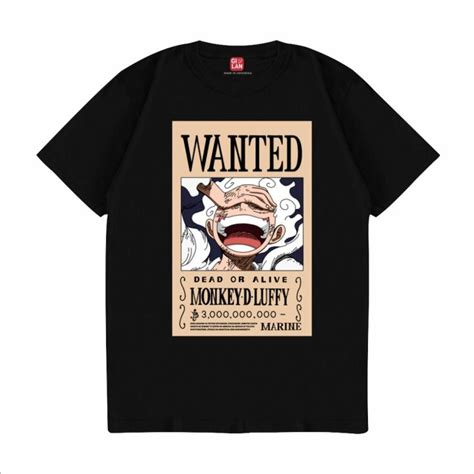 Sakazuki Kaos Baju Poster Wanted Monkey D Luffy Roronoa Zoro Sanji