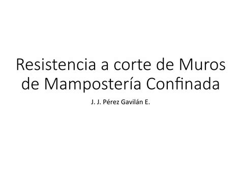 Pdf Resistencia A Corte De Muros De Mamposter A Pdf