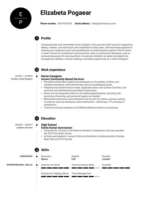 Uk Cv Format For Caregiver Store Brunofuga Adv Br