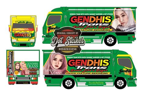 Cutting Sticker Truck Canter Hijau Gendhis Trans