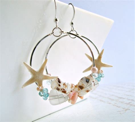 Real Starfish Earrings Starfish Hoops Boho Beach Earrings Etsy