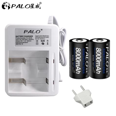 Palo 2 8 pces tipo d bateria recarregável d tamanho 1 2v 8000mah ni mh