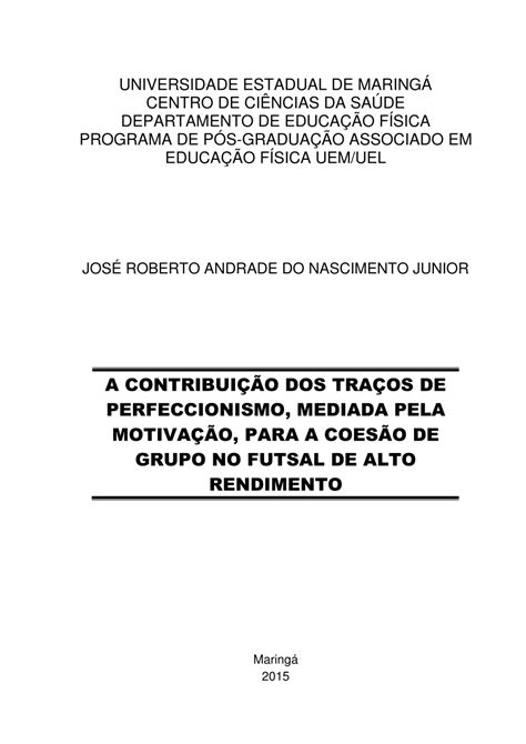 PDF A contribuição dos traços de perfeccionismo mediada pela