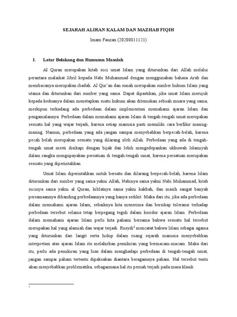 Aliran Aliran Kalam Dan Mazhab Fikih Pdf