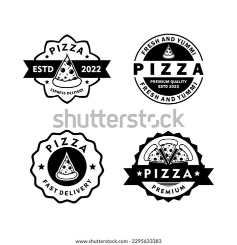 Black White Pizza Logo Vintage Collection Stock Vector (Royalty Free ...