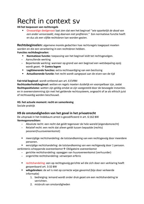 Samenvatting Recht In Context Recht In Context Sv H4 Het Toepassen