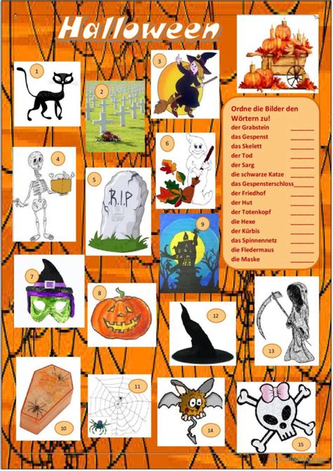 Halloween Deutsch DAF Arbeitsblätter pdf doc